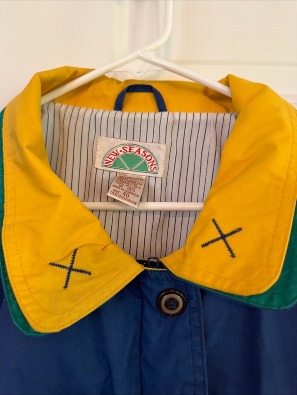 New Seasons Men’s Colorblock Raincoat - Navy, Yellow & Green